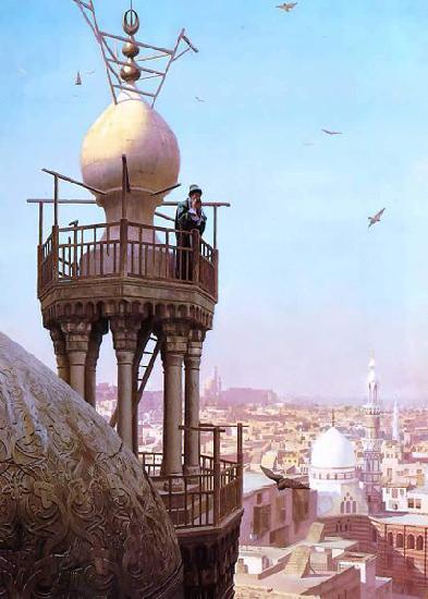 Jean-Leon Gerome A Muezzin Calling from the Top of a Minaret the Faithful to Prayer